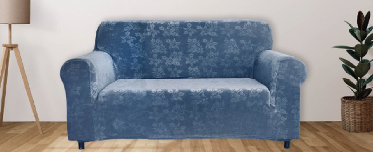 Floral Pattern Velvet Stretch Slipcover - Comes in 3 Sizes & 4 Colors!
